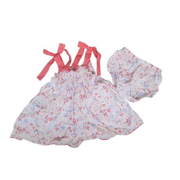 EdgeHill Collections Baby 3 Month Dress & Bloomers Diaper Cover White Blue Pink - Picture 3 of 13